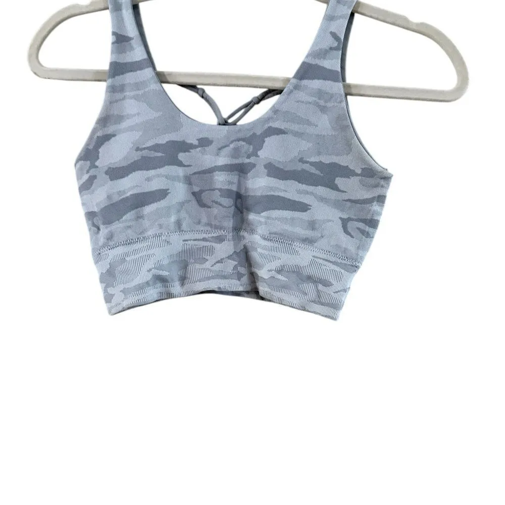 Gray Camouflage V Neck Sports Bra - Image 4