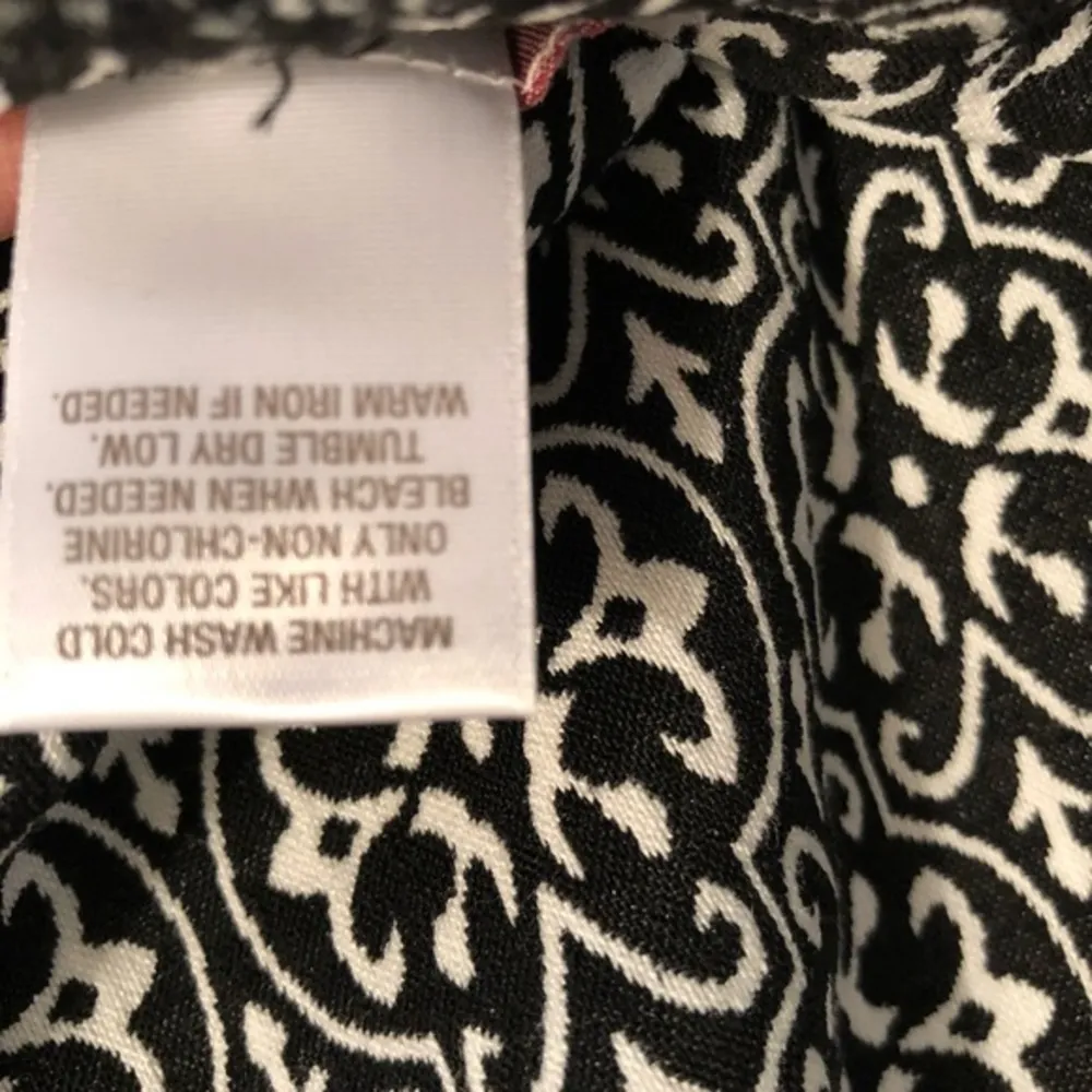 Dress Barn Skirt Black Print Straight Knit L Work Career Above the Knee Classic - Image 13