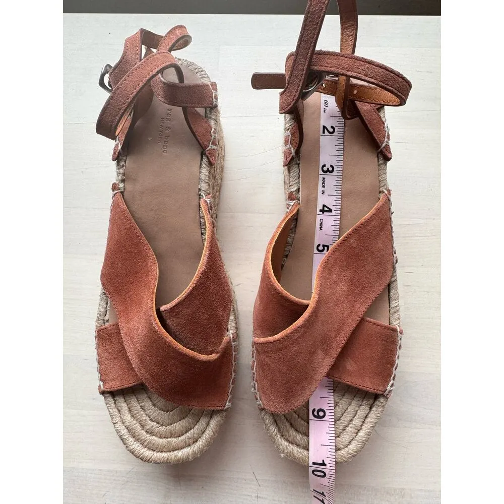 Rag and Bone Hera Espadrille Wedge Suede Sandal Size 39.5/ US 9.5 - Image 6