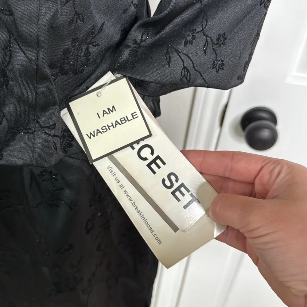 Y2k glitter tie front blazer and skirt set Black Size 10 - Image 8