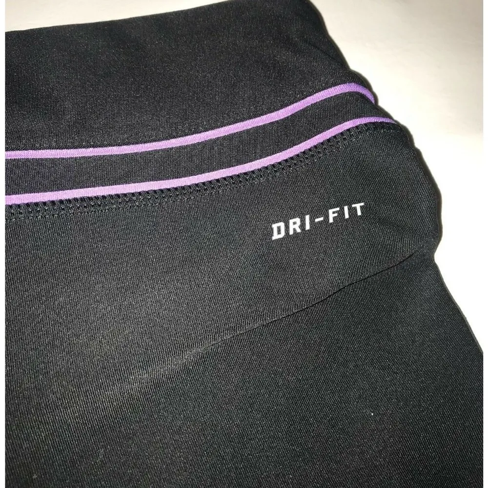 Nike Dri Fit Cropped Crop Capri Pants  Womens Size XS Black Purple - Image 5