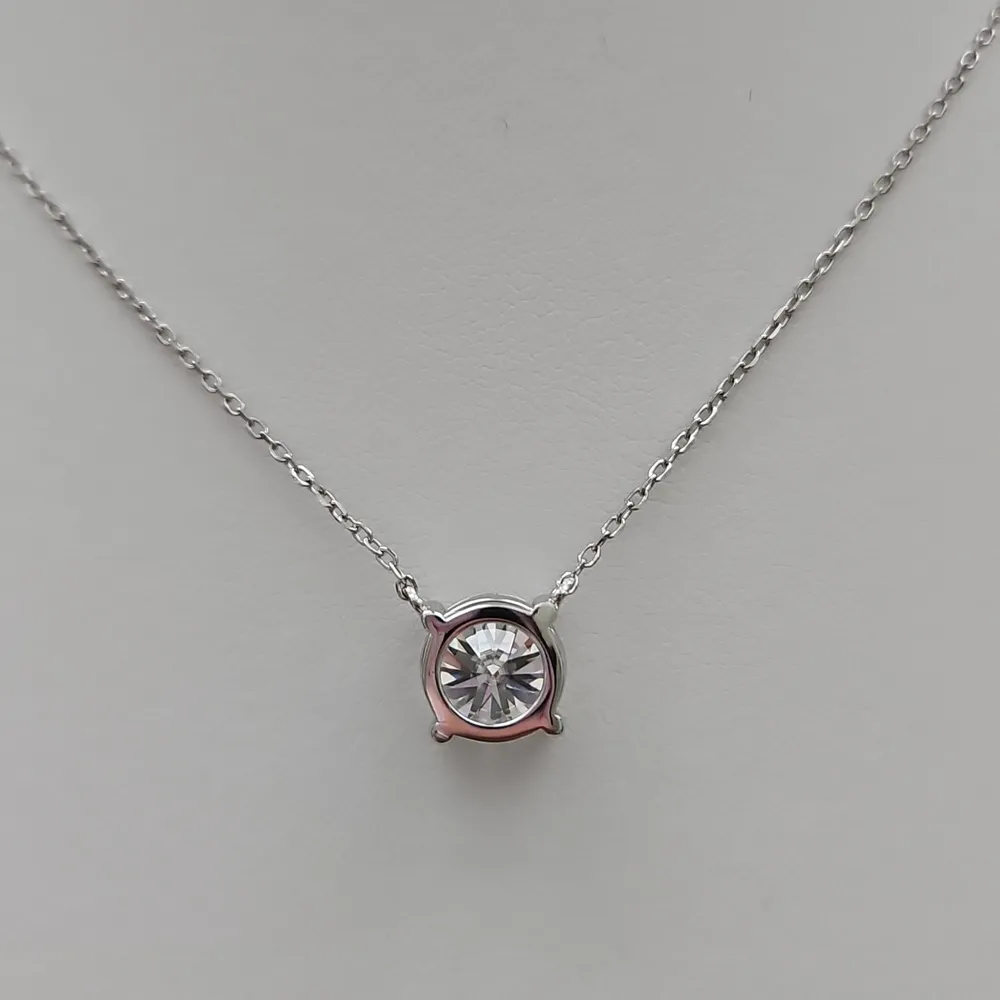 3ct Round Moissanite 4 Prong Necklace - Image 2
