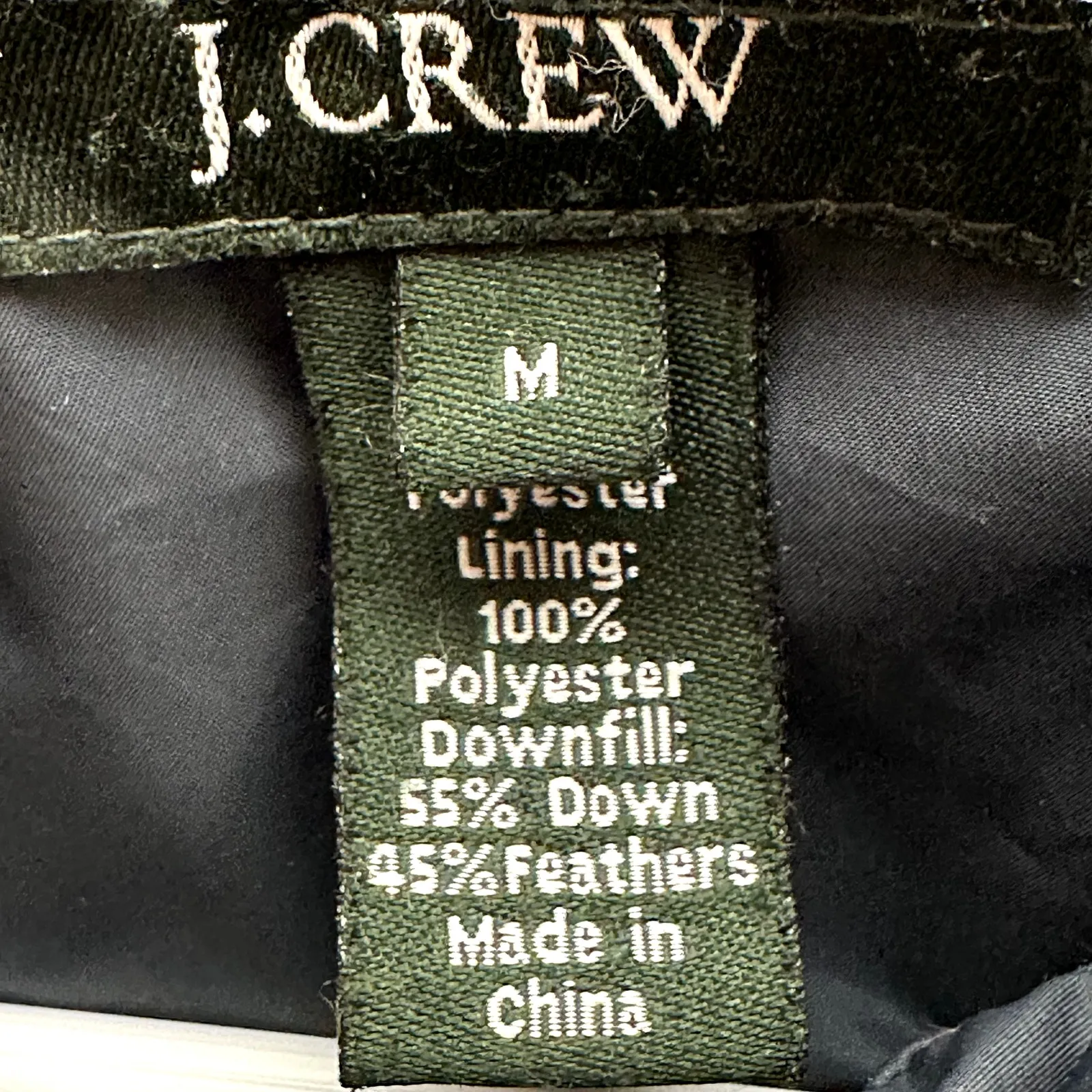 J. Crew Down Puffer Jacket Snow Winter High Neck Pockets Zip Navy Blue Medium - Image 3