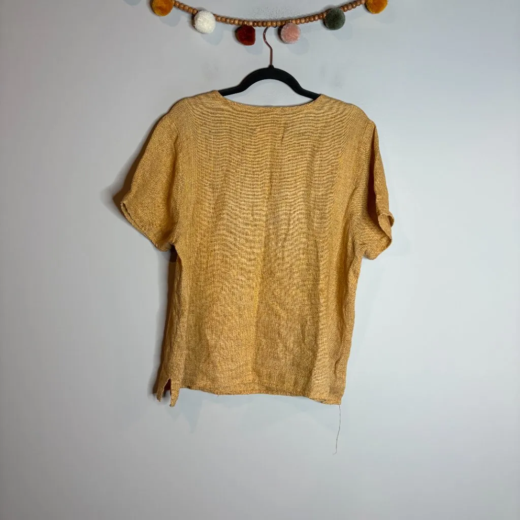 FLAX goldenrod linen short sleeve top - Image 4