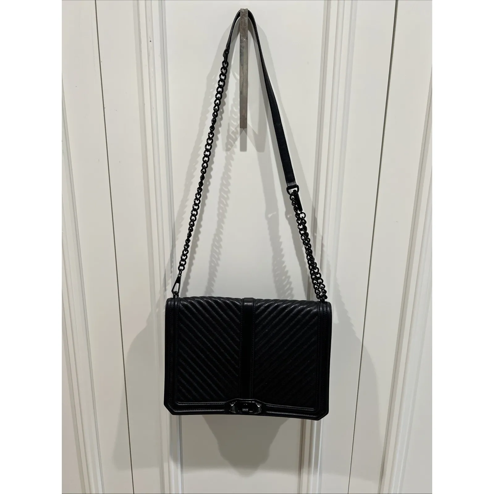 Rebecca Minkoff  Love Jumbo Chevron Quilted Handbag Black Shoulder Bag Timeless - Image 2