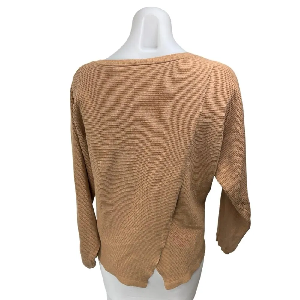MNG Mango Women's Brown Tulip Back Long Sleeve Pullover Sweater Top Size S - Image 2