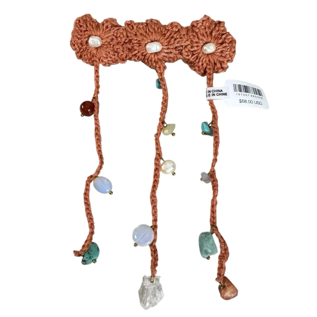 Free People Bohemian Crochet Ariana Ost Blooms Barrette NWT Semi Precious Stones - Image 4