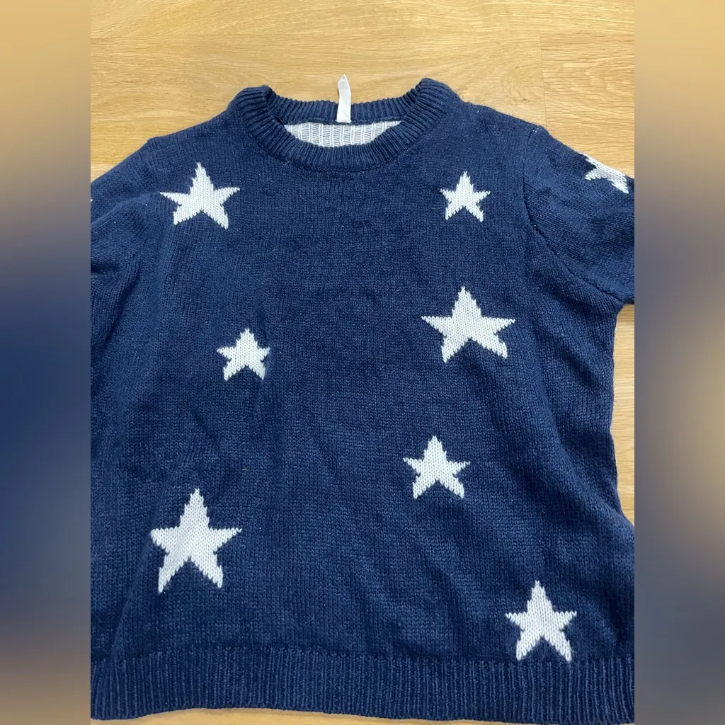 Bluenotes  Navy Star Sweater size small - Image 8