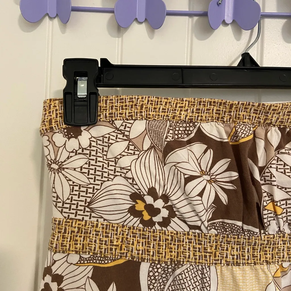 Ann Taylor‎ LOFT women’s brown yellow cream strapless built-in cami minidress S - Image 2