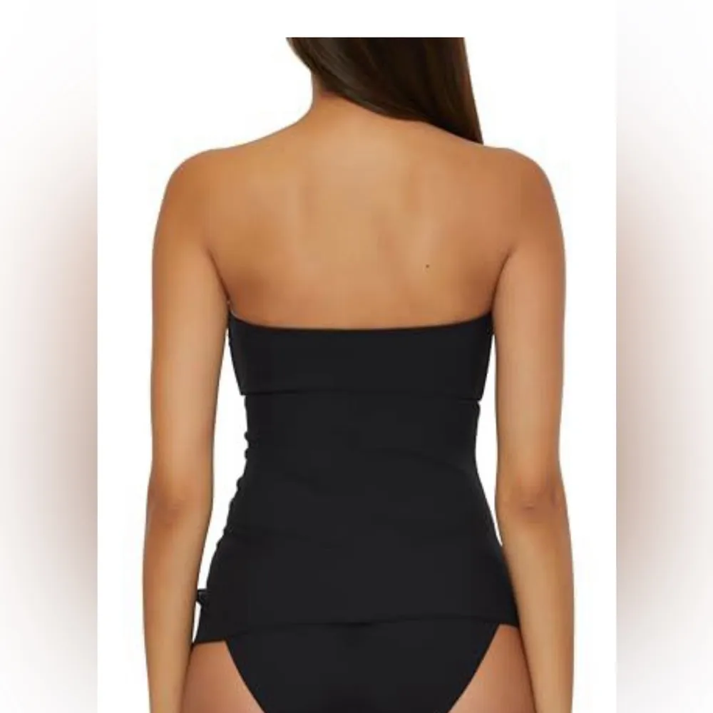BECCA Women's Standard Modern Edge Bandeau Tankini, Swimsuit Tops, Black L NWT - Image 2