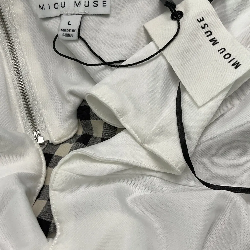 NWT Miou Muse Gingham Black and White Off - Image 8