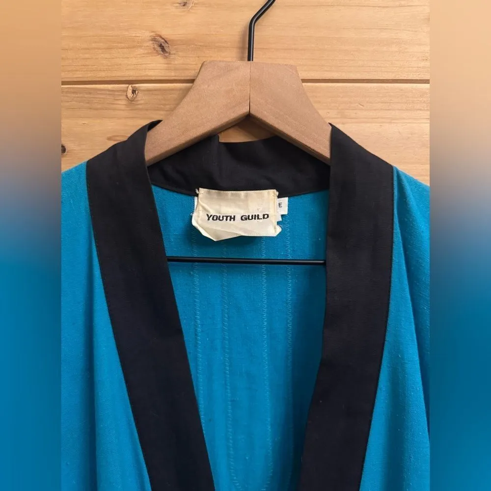 Vintage 70’s Youth Guild Size Large Unisex Colorful Colorblock Full Length Robe Blue - Image 14