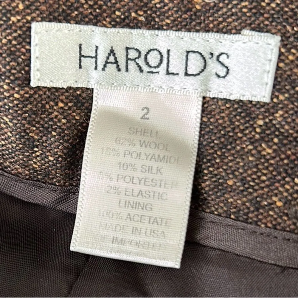 Harold’s Women’s Size 2 Wool and Silk Blend Brown Speckled Trousers Pants office - Image 5