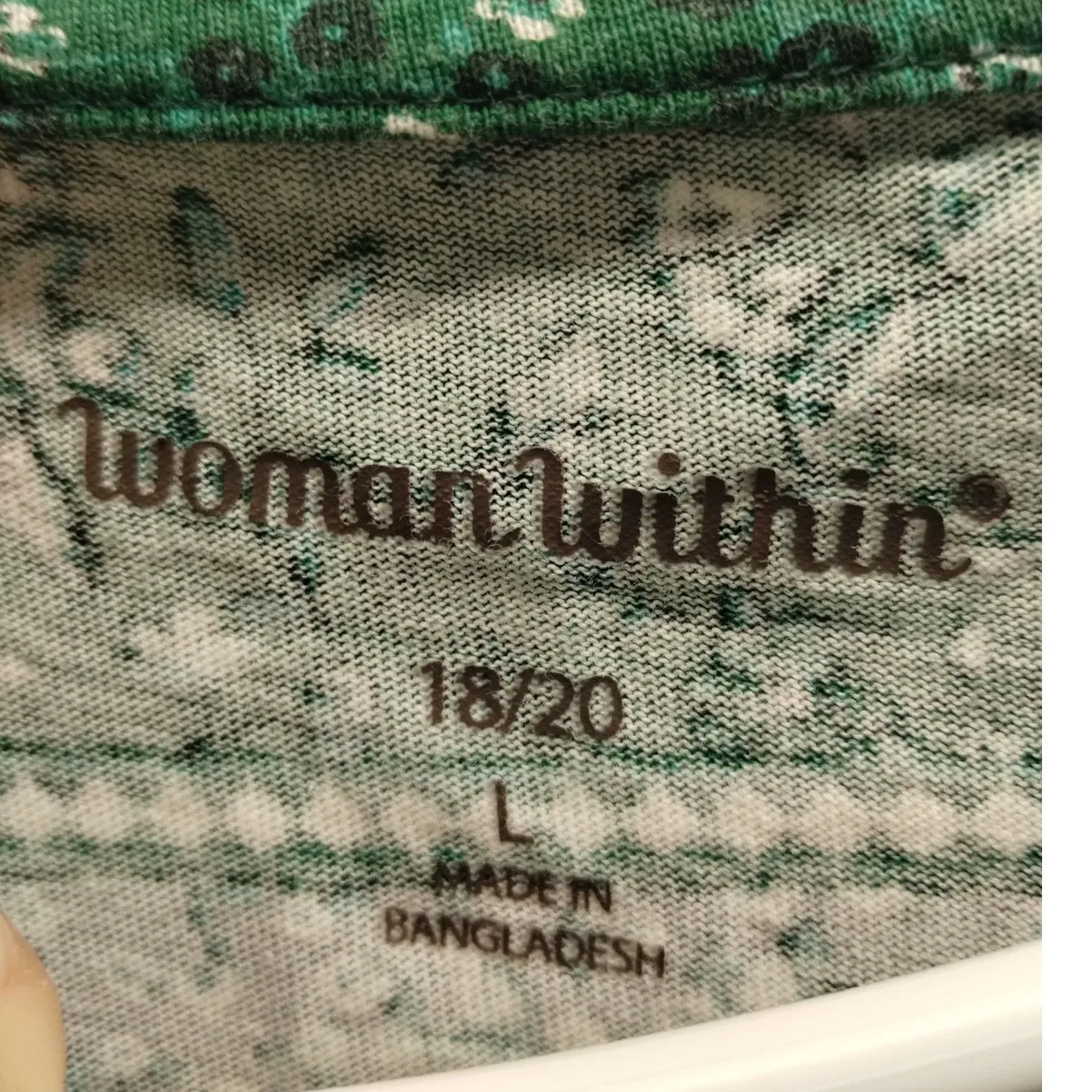 Woman Within Size 18/20 Green Striped Floral V-Neck 3/4 Sleeves T-Shirt Tee - Image 5