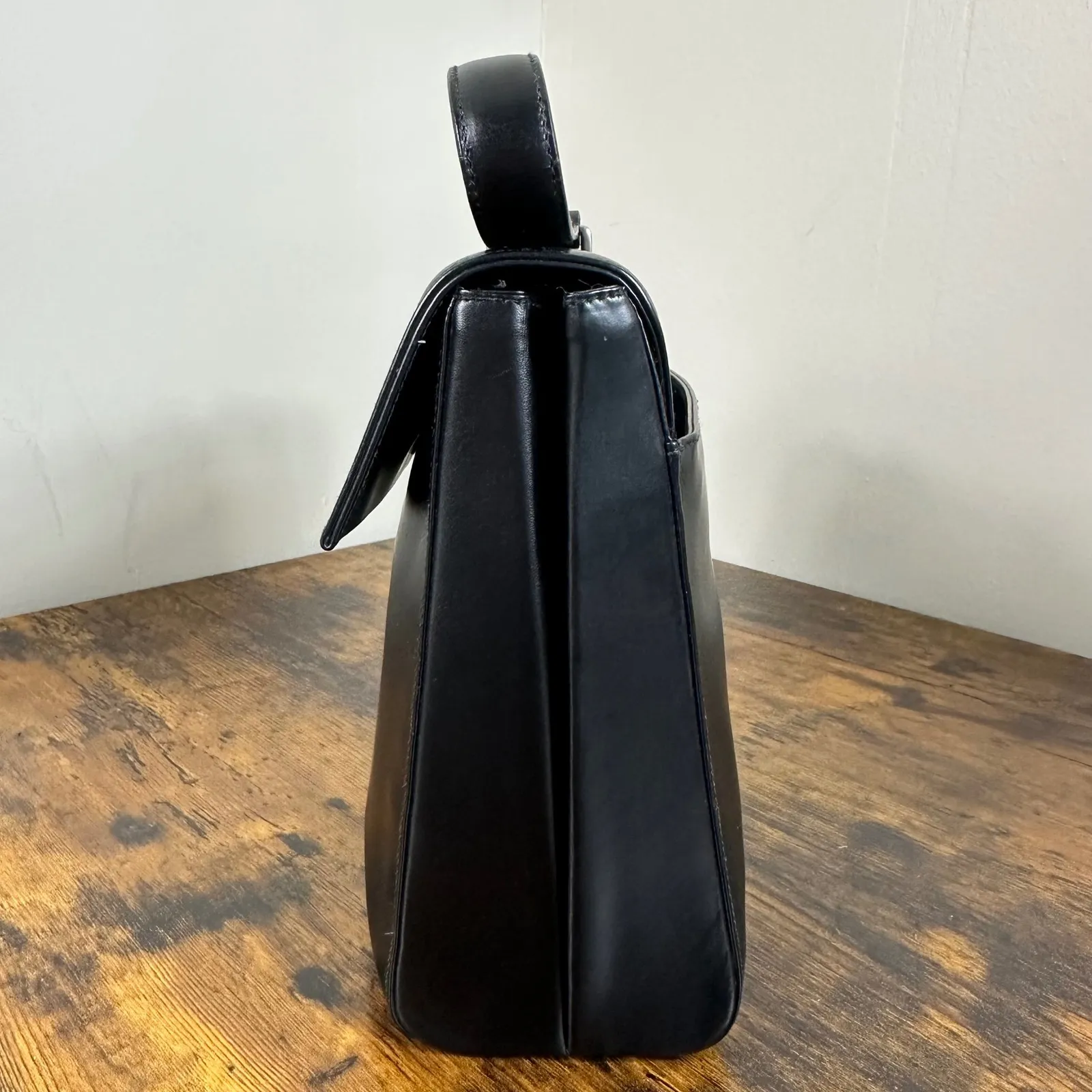 Prada Milano Vitello Lissato Black Leather Top Handle Bag Authentic Designer - Image 11