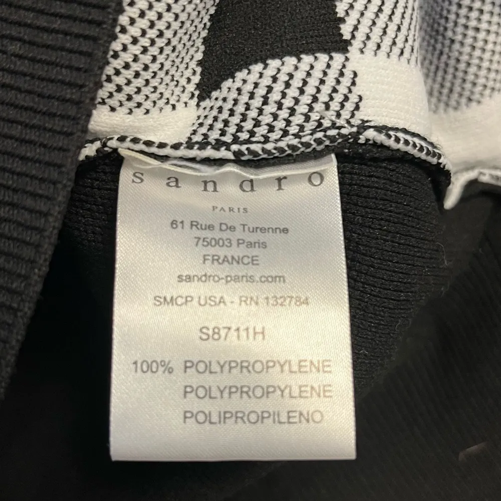 Sandro Paris Sweater Black & White Checkered Knit Top Sz M (?) EUC - Image 9