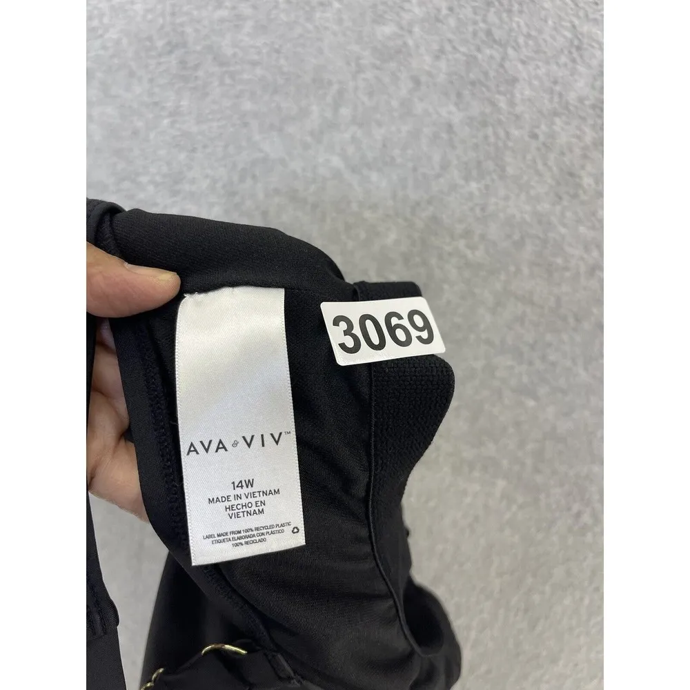 AVA VIV Women's Swimsuit Coverup Solid Black Plus Size 14W Tank Sleeveless - Image 4