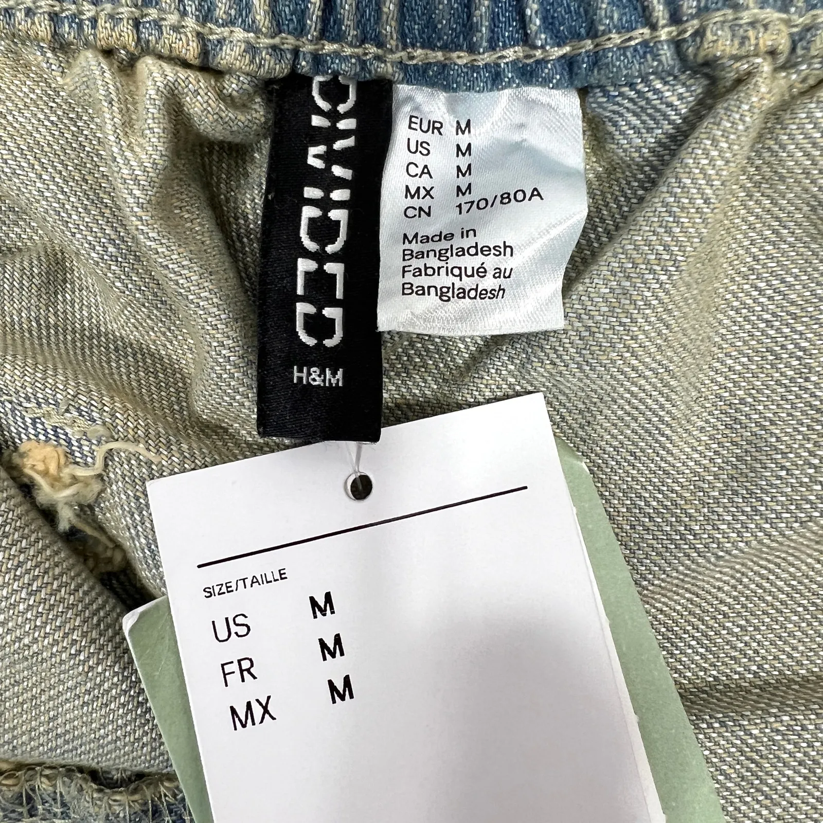 Divided H&M Wide-Leg Baggy Jeans Sz Medium Light Wash Denim Retro Parachute NEW! - Image 4