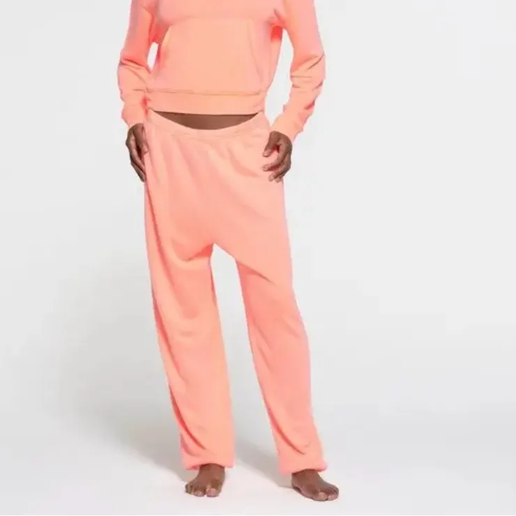 SKIMS Lounge SET French Terry Jogger Cuffed Zip Up Hoodie Orange- Size Large - Image 2