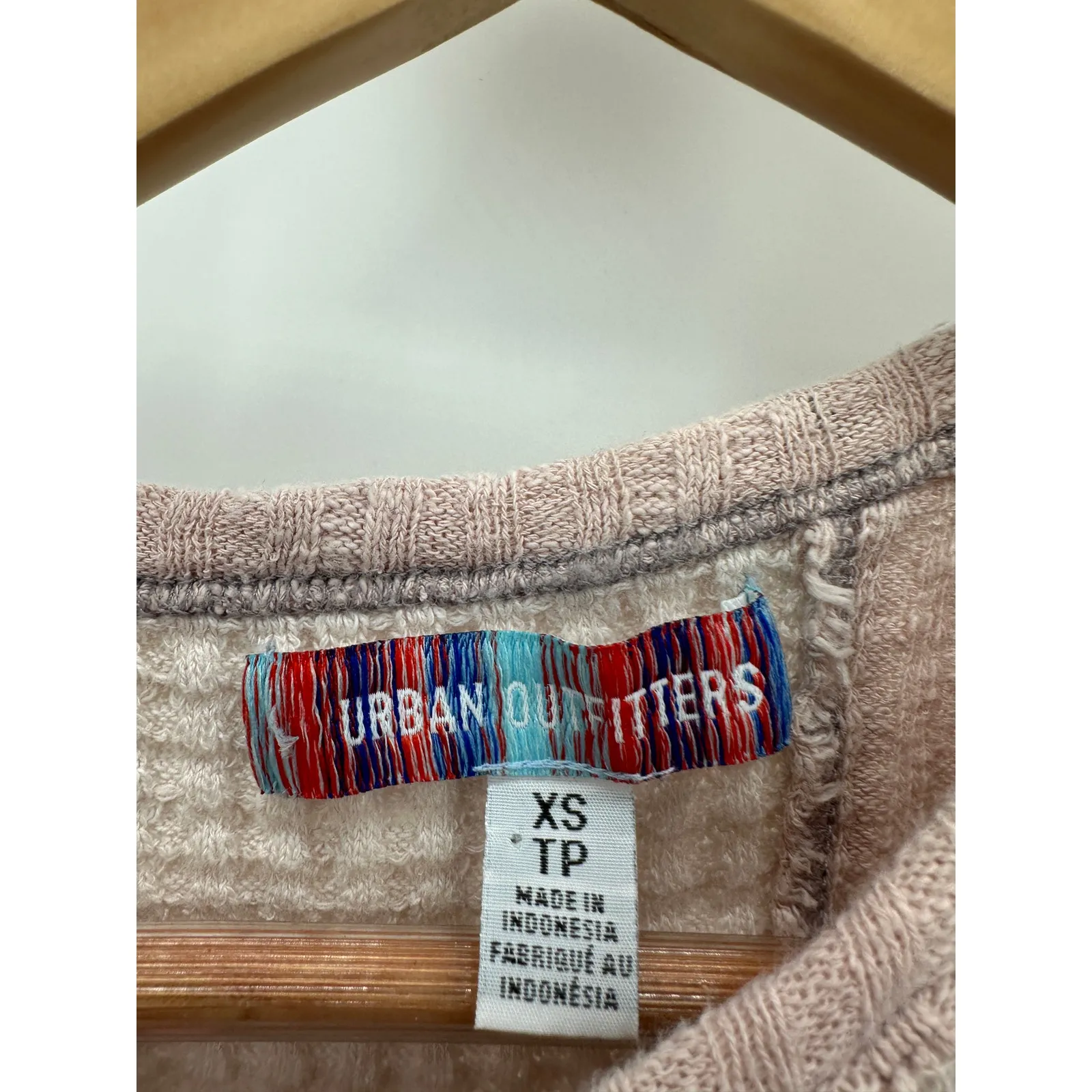 Urban Outfitters Top Women XS Cream Pink Patchwork Waffle Knit Cropped Tank - Image 5