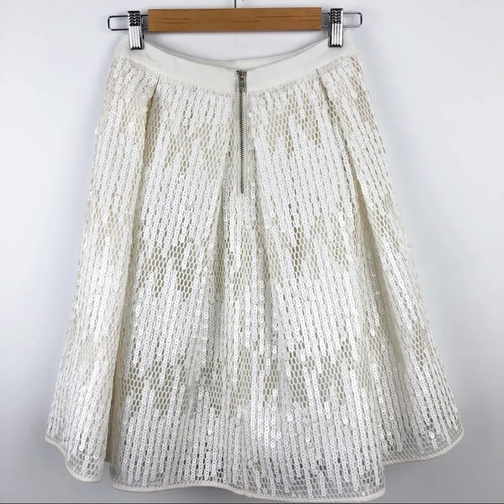 NWT Endless Rose Pleated White Sequin Flirty A-Line Cocktail Party Skirt Small - Image 10