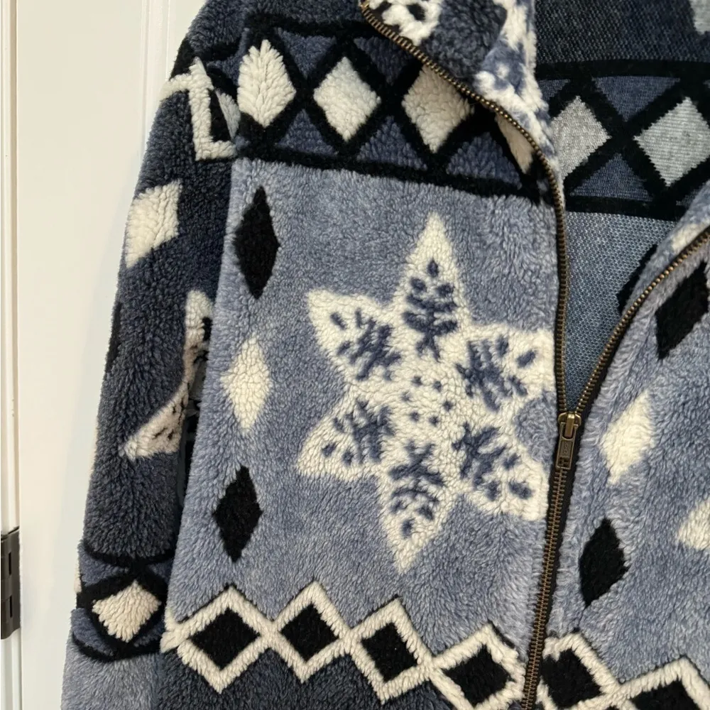 Vintage Lavon snowflake zip up Sherpa - Image 2