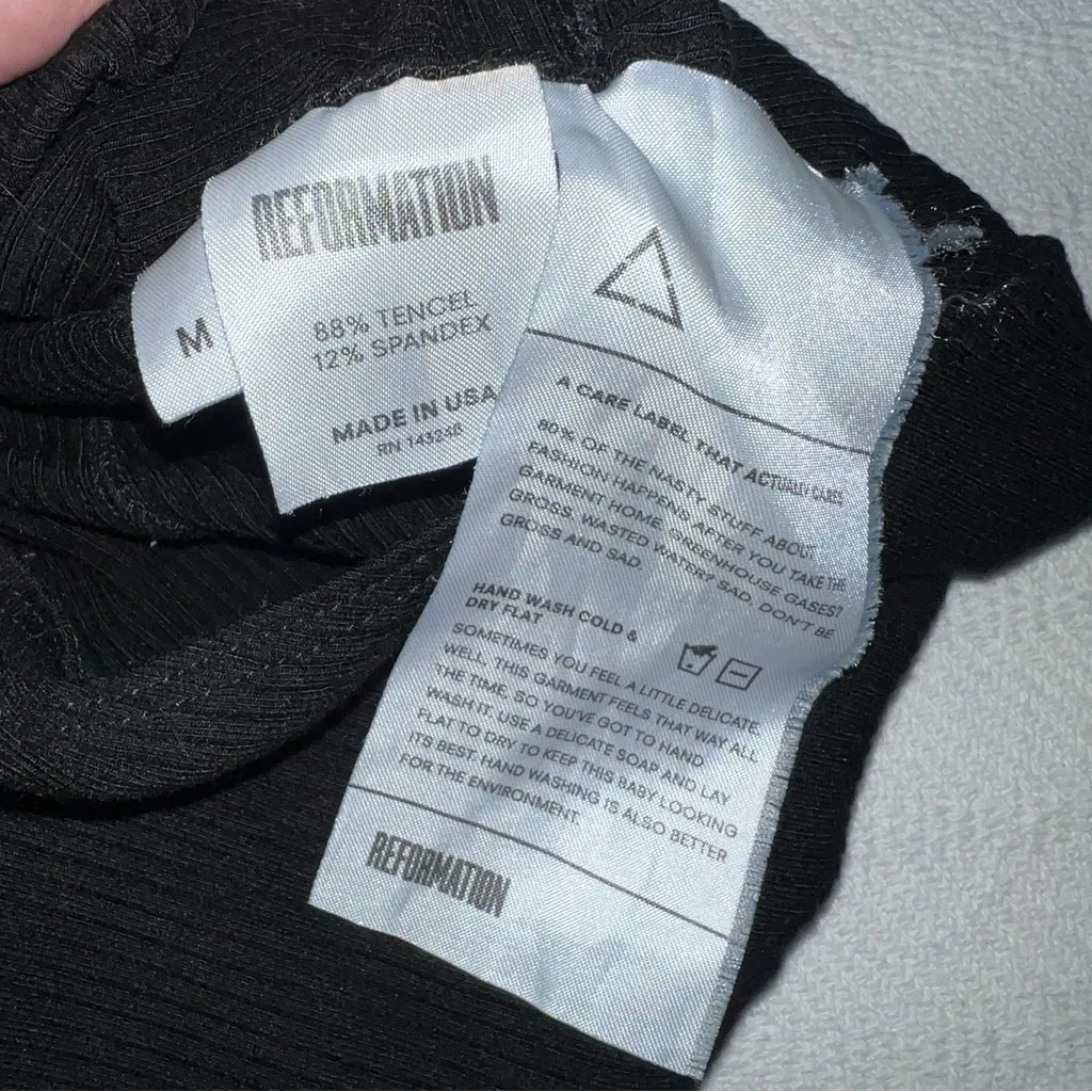 Reformation Hampton Bodysuit Women’s Size M Black Minimalist Preppy - Image 11