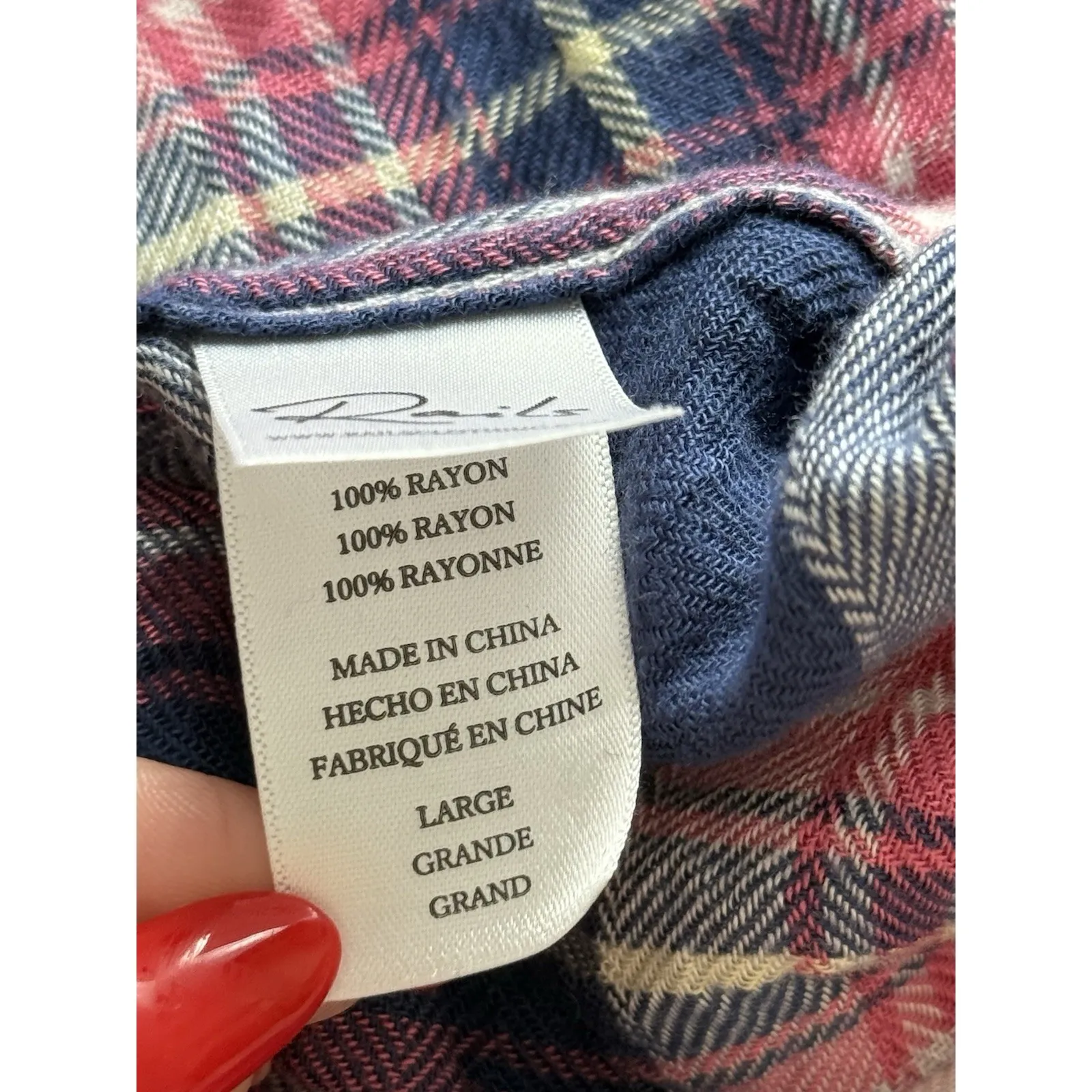 RAILS Hunter Plaid Flannel Button Down Shirt Womens Large Purple Pink Blue White - Image 5