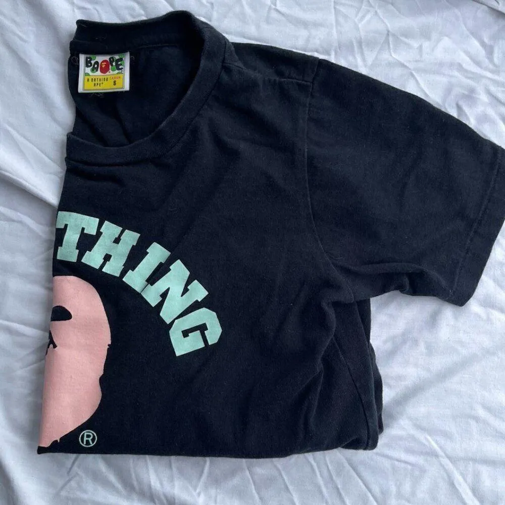 Vintage A Bathing Ape BAPE Logo Pink Green T-Shirt Women’s Size Small - Image 16