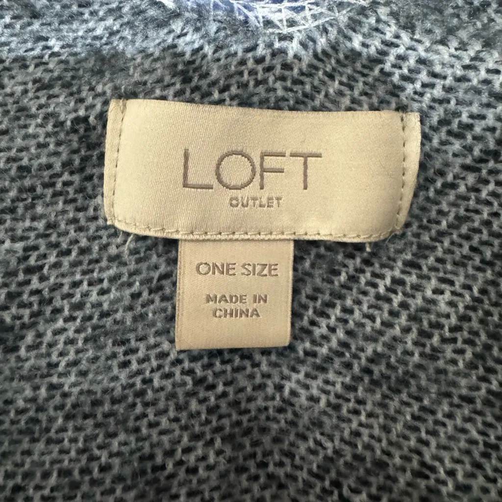 LOFT Factory Color Block Fringe Poncho Shawl Wrap One Size Cozy Fall Layering - Image 7