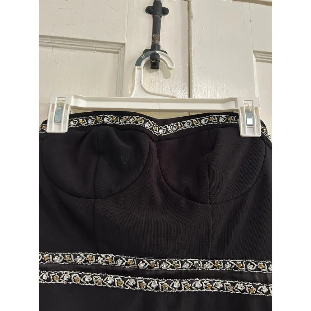 Vintage Ruby Rox Strapless Black Beaded Bust/Waist Detail Cocktail  Dress - Image 3