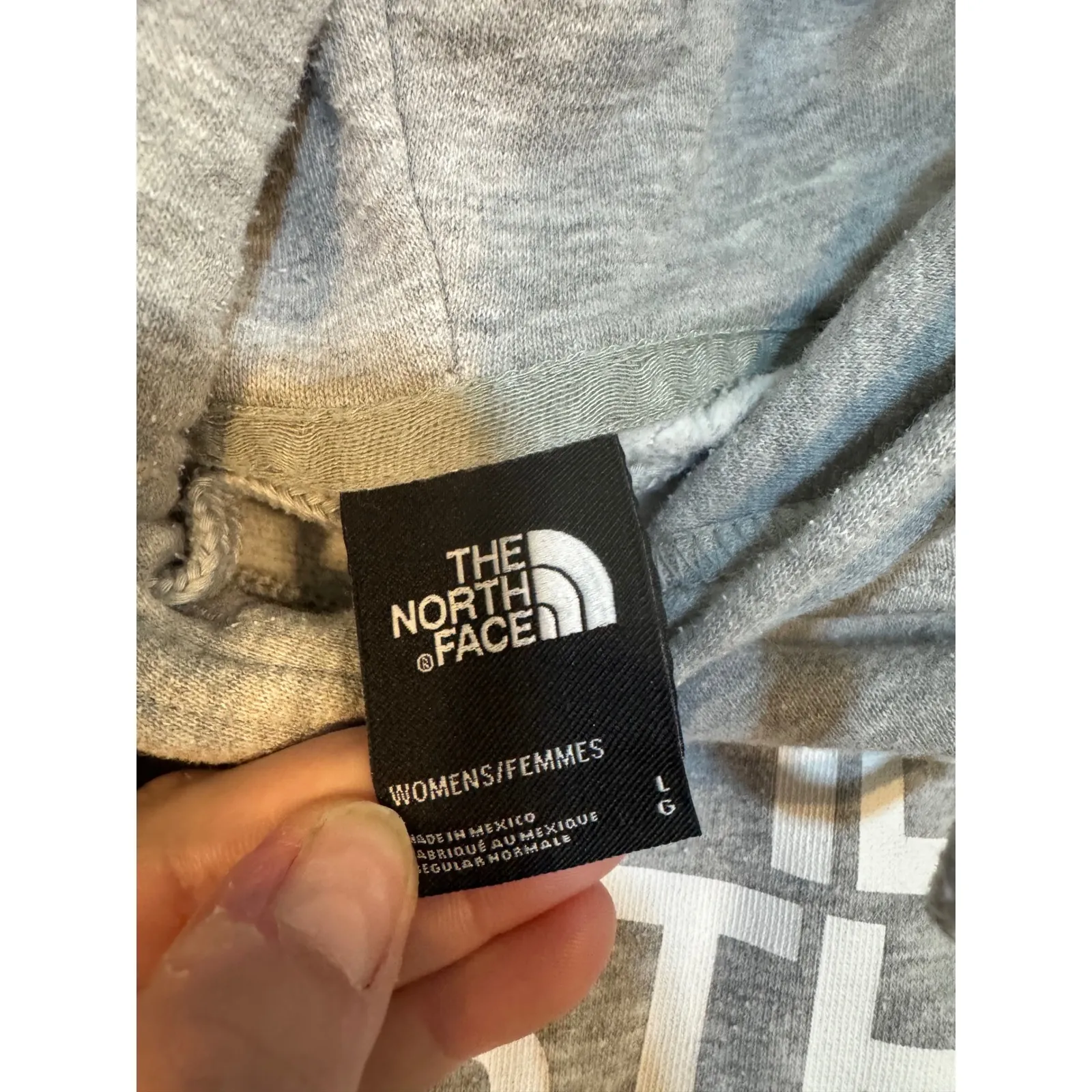 X2 The North Face Womens Logo Hoodie Pullover Gray Blue Size L - Image 4