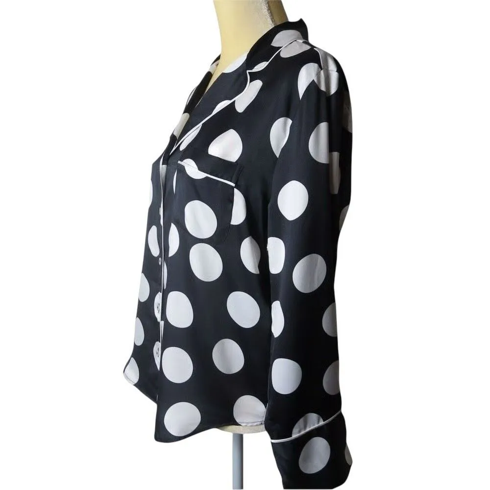 ✨Victoria Secret Afterhours Satin Two Piece Polka Dot Long Sleeve Sz M Pajamas✨ - Image 11