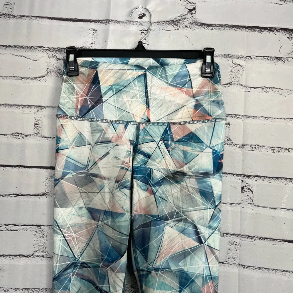 Evolution and Creation Geometric Blue and Pink Leggings SZ M High Waist Yoga Y2K - Image 5