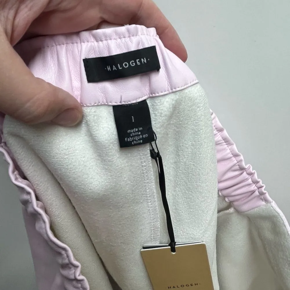 Halogen NWT Faux Leather & Faux Suede Shorts In Pink Dogwood size Large womens - Image 5