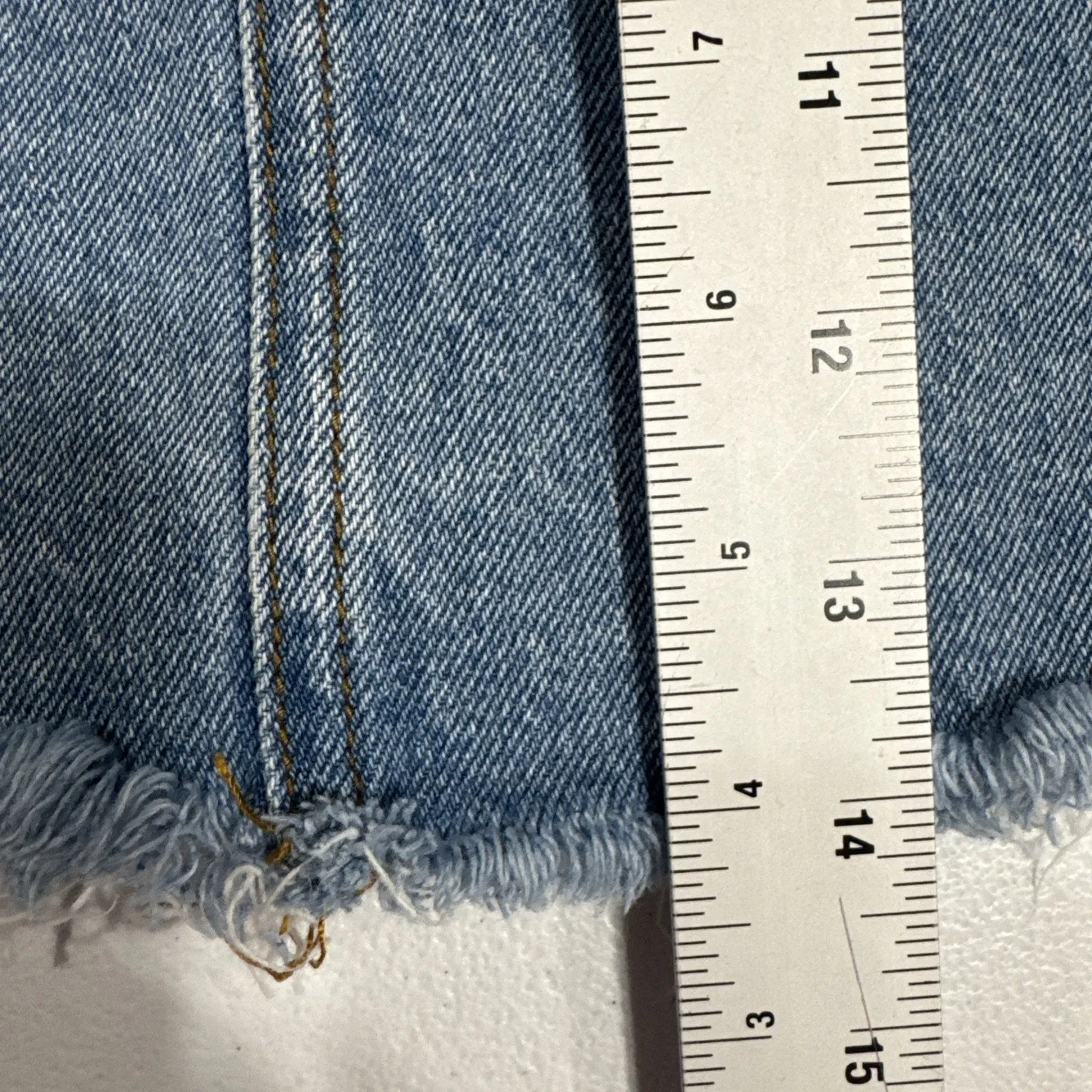 John Galt Brandy Melville Blue Denim Mini Skirt XS Raw Hem Y2K Grunge - Image 9