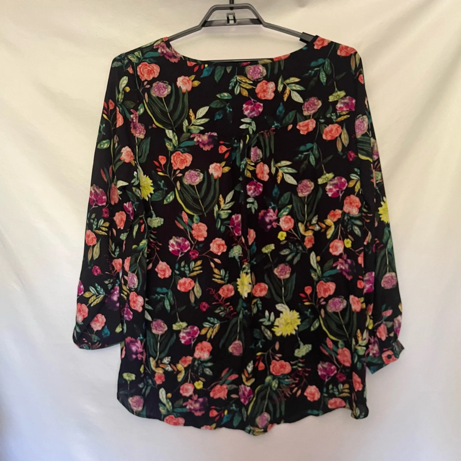 Chelsea & Theodore Floral Womens Top Sz XXL Boho Cottagecore Fairy Grunge Peplum Black - Image 7