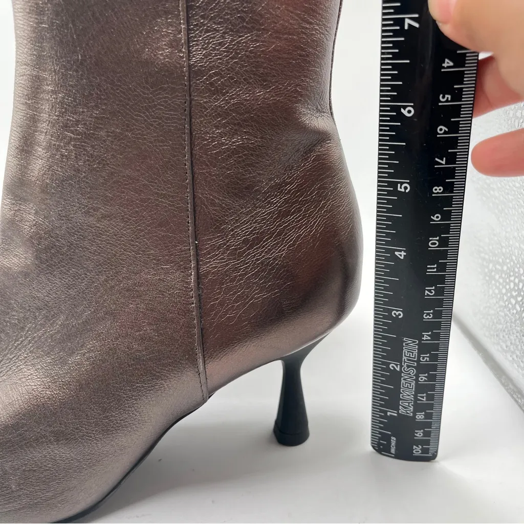 AGL size 36.5 US 6.5 booties heel boots metalic color brown women’s - Image 3