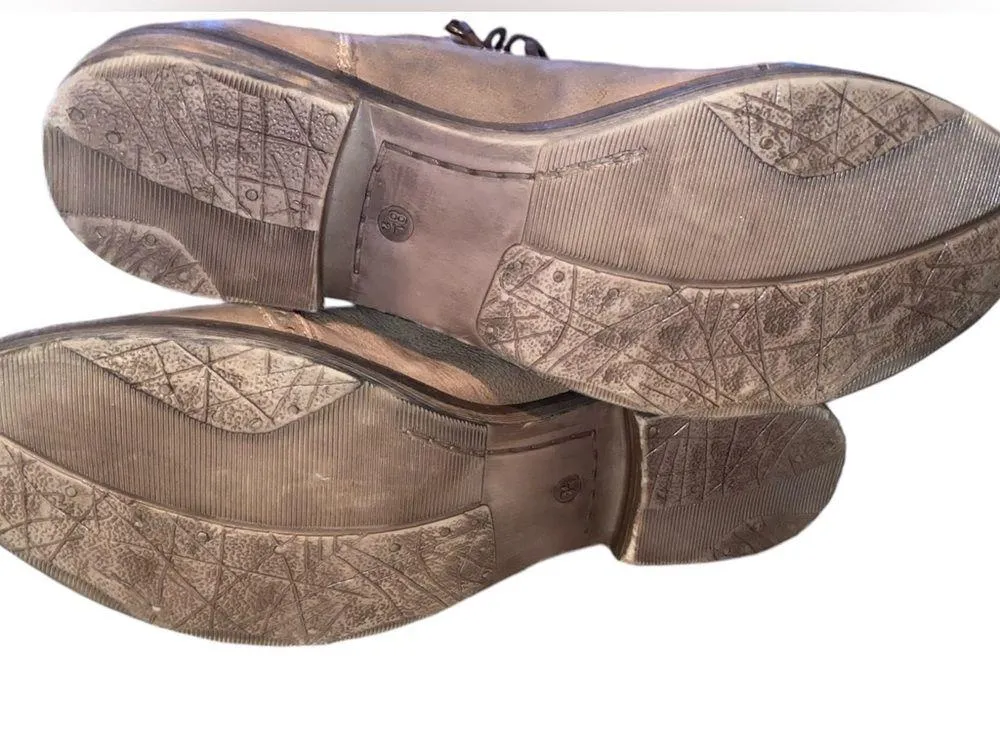 Diba True Distressed Leather Boots Womens 8.5 Brown College Days Lace Up Ankle Tan - Image 6