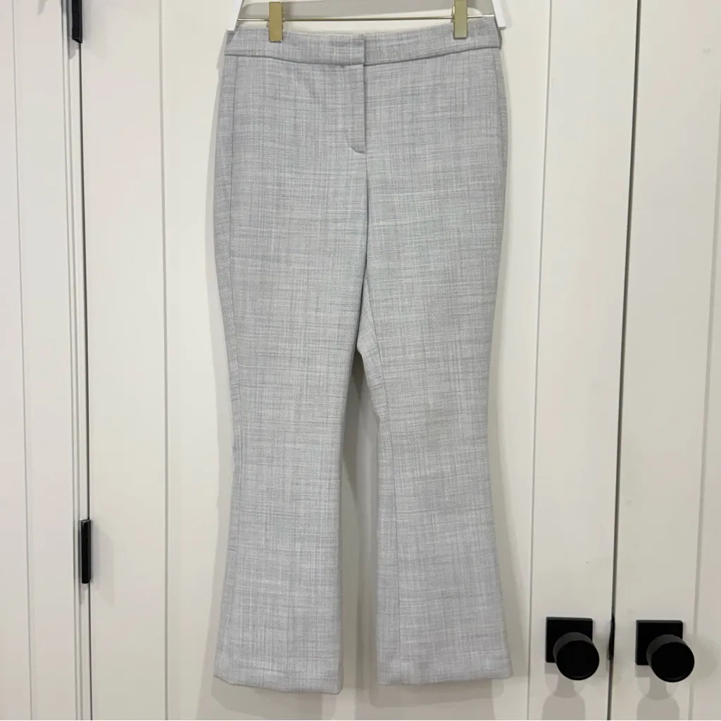 Theory Erstina Pioneer Crop Flare Trousers Pants 0 Light Grey Melange Workwear - Image 6