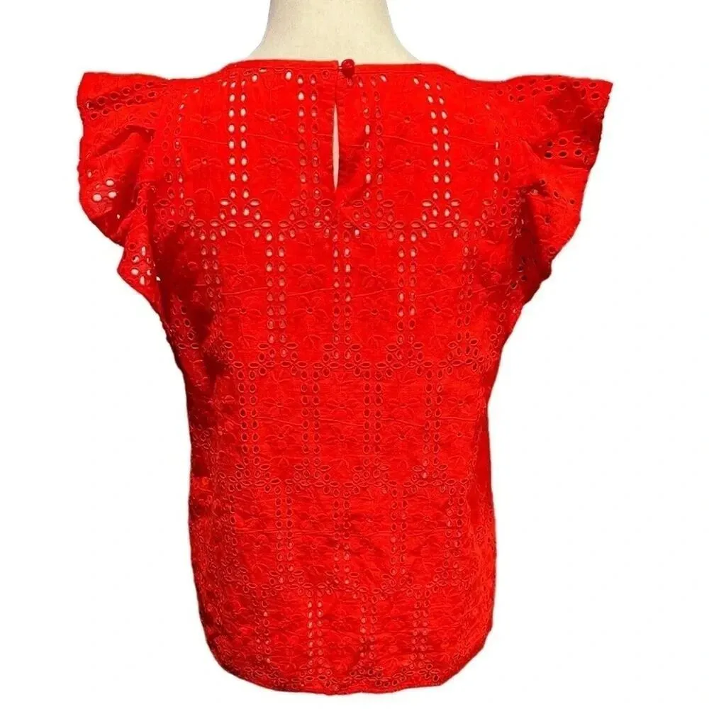 MADEWELL Eyelet Crewneck Flutter-Sleeve Top Size S NWOT - Image 8