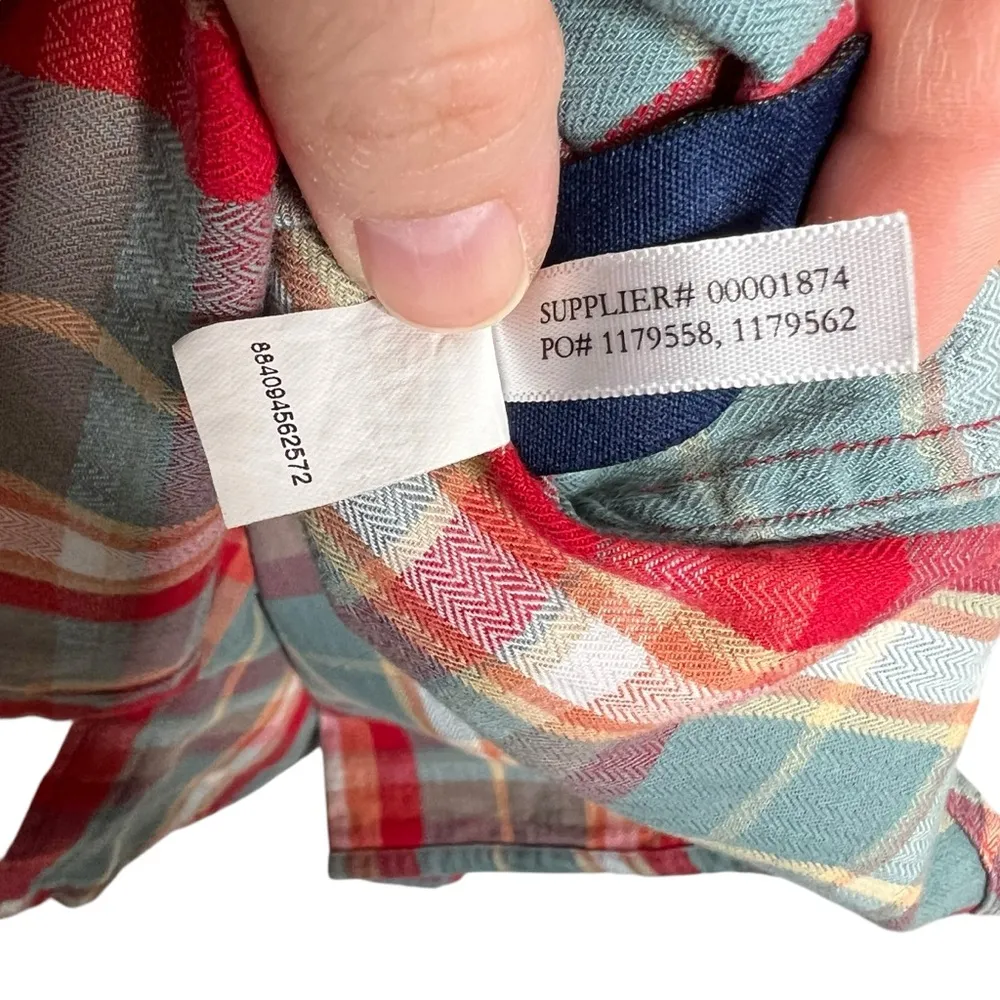 CHAPS Denim Red, Slate Green & White Plaid Button Front Shirt - Image 13