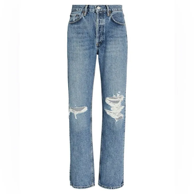 AGOLDE Lana Distressed Straight Jeans, Backdrop, 24” - Image 5