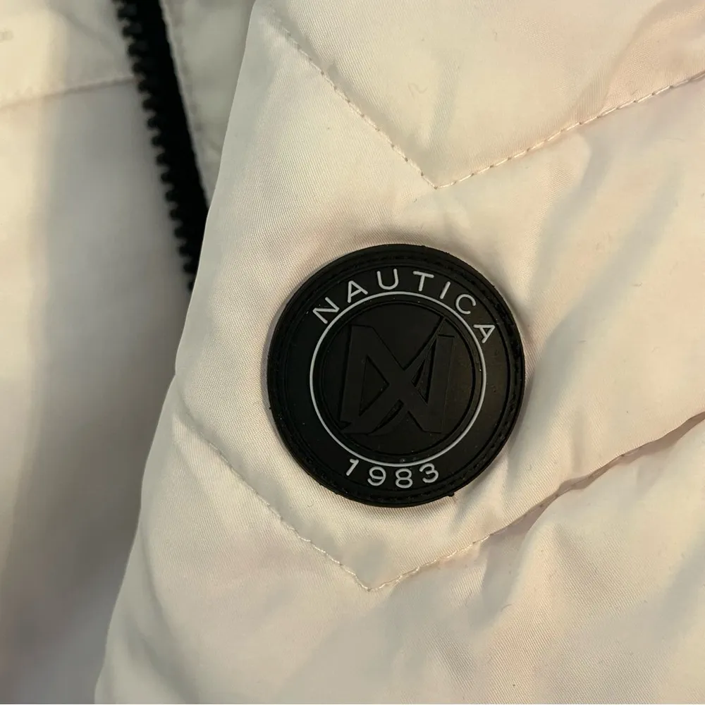 Nautica Tie Dye Puffer Hoodie Jacket Faux Fur Fuzzy White Small - Image 6