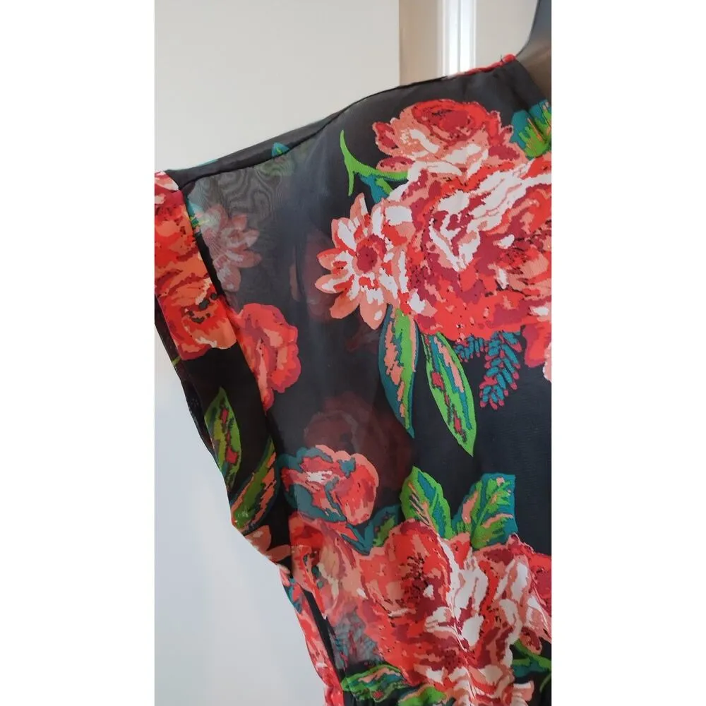 Eyeshadow Floral Print Short Sleeve Beach cover Dress Size L - Image 6