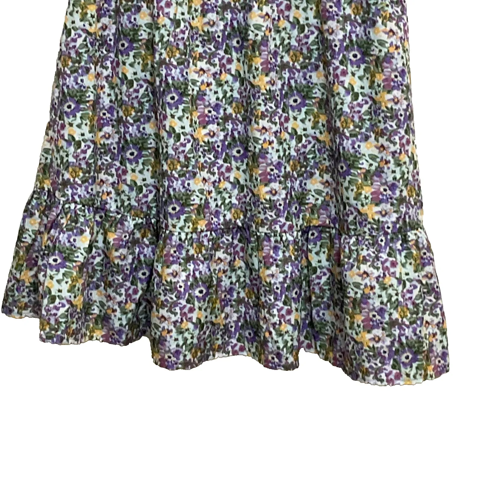 Allegra‎ Ruffle floral Chiffon Tie Neck Puff Short Sleeve women's smoke dress M - Image 4