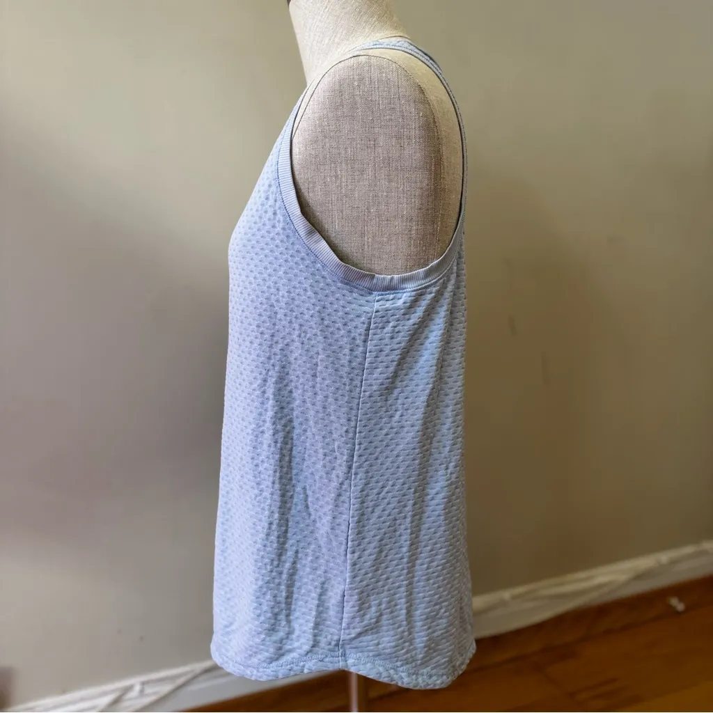 Calia Textured Mesh Waffle Knit Tank Scoop Neck Activewear Top Baby Blue M Size M - Image 3