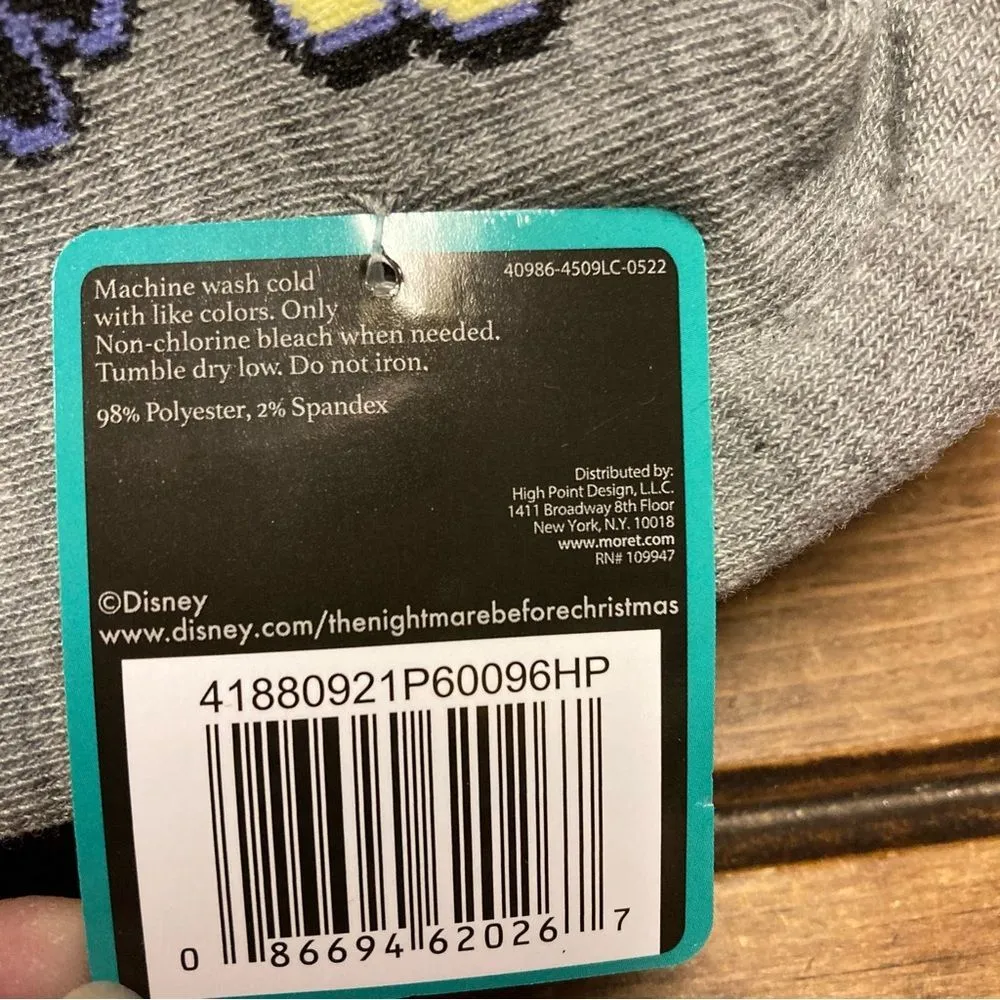 The Nightmare Before Christmas 5 Pairs No Show Socks NWT Jack Skellington Sally - Image 3