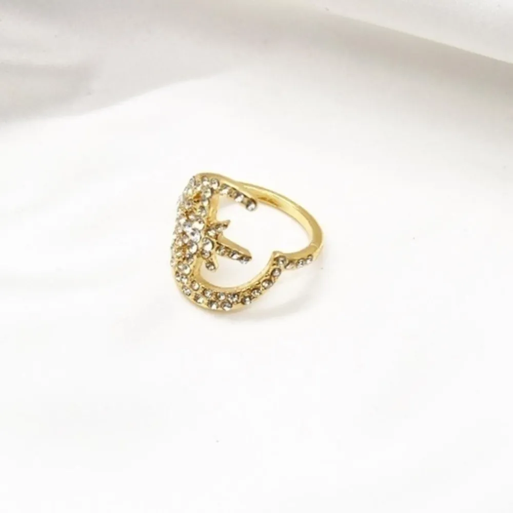 Moon and Star Ring Gold Size 8 - Image 2