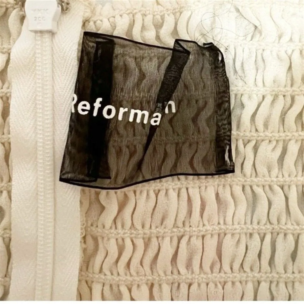 Reformation Honor Mini Dress Flowy Off the Shoulder Size 4 Long Sleeve Ivory - Image 10